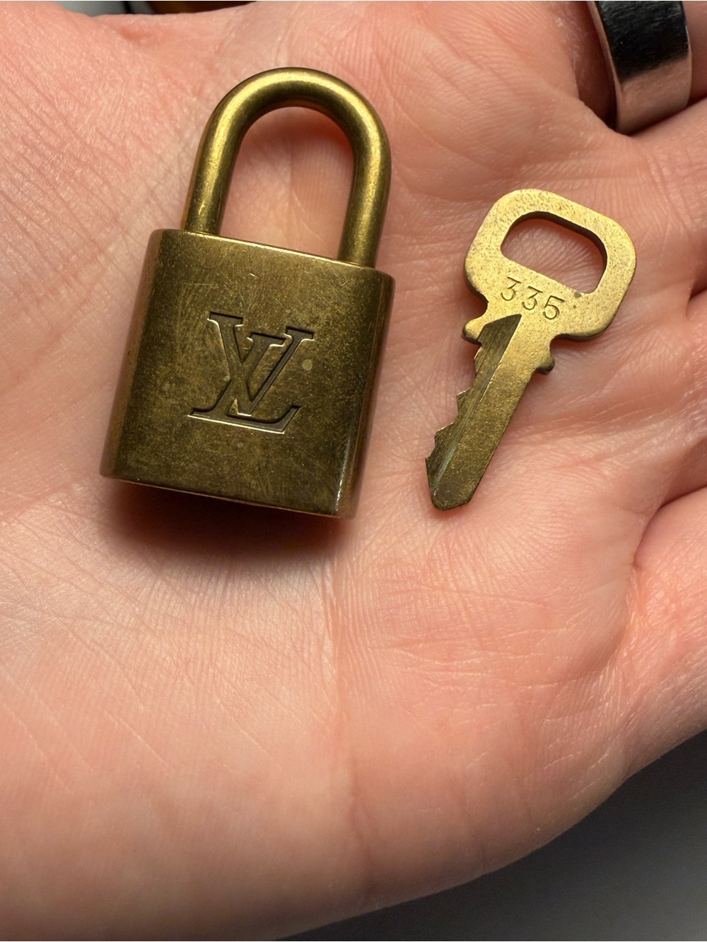 Louis Vuitton Padlock and Key in Aged Brass